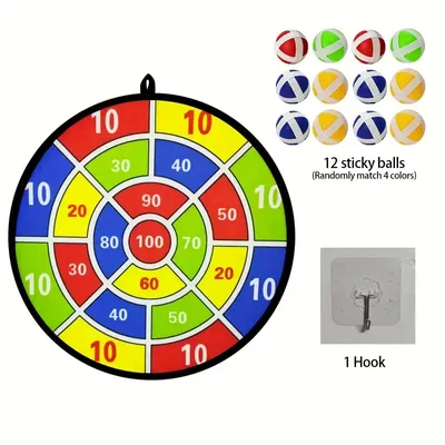 Produktbild von Dartscheibe mit Klettbällen – 36cm Soft Dart Set inkl. 12 Bälle & Haken | Kinderzimmer Spiel