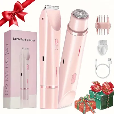 Produktbild von Intimrasierer für Frauen, 2-in-1 Dual Head, elektrisch, USB-Aufladung, IPX7 wasserdicht,für Gesicht,Körper & Bikini (Rosa),ideal für den Intimbereich