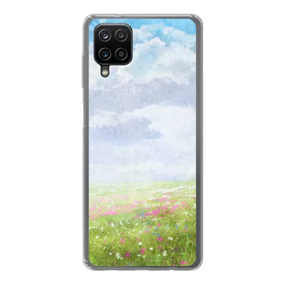 Produktbild von MuchoWow® Handyhülle Schutzhülle Hülle für Samsung Galaxy A12 Aquarell - Blumen - Landschaft Silikon Softcase Handy Hülle - Bild