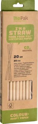 Produktbild von Biopak Trinkhalme Papier 20 cm - 20 Stück