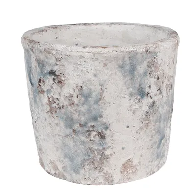 Zdjęcie produktu dla Clayre & Eef Doniczka Ø 18x15 cm Biało-niebieska terakota