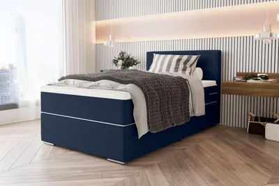 Produktbild von 99rooms Phönix Mini Boxspringbett 100x200 cm Webstoff MALMO_NEW Dunkelblau
