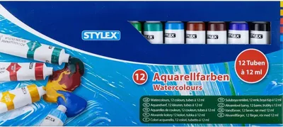 Obrázek produktu pro Stylex 28650, 12 ml, Černá, Modrá, Hnědá, Zelená, Oranžová, Červená, Bílá, Žlutá, 12 kusů