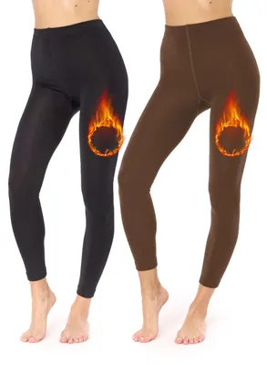 Image de Merry Style Lot de 2 leggings pour femmes MS-ATX-441 (Noir/Brun, XS-S)