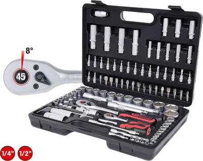Productafbeelding van KS Tools doosset met sleutels, 1/4" en 1/2", 96-delig, artikelnummer 917.0796