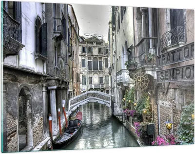 Produktbild von Bilder auf glas - Venedig Brücke Wasser - 120x80cm - Glasbilder - Wandbilder - Kunstdruck - zum Aufhängen bereit - Wanddekoration aus Glas - Glas Bilder - Wandbild auf Glas - GAA120x80-3522