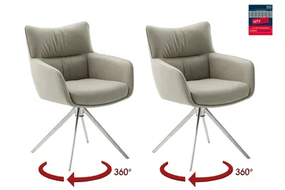 Produktbild von Armlehnstuhl >LIMONE 2< (2-er Set) in Creme, Leder - 61x88x63cm (BxHxT)