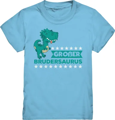 Produktbild von Großer Bruder Dino T-Shirt – Sky Blue / 110/116 (5-6)