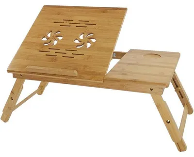 Immagine prodotto di Tavolo per laptop, supporto per monitor, regolabile in altezza, pieghevole, in bambù, colore giallo