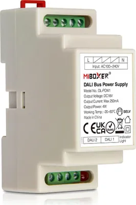 Produktbild von MiBoxer DL-POW1 DALI-Bus Stromversorgung – 16 V DC, 250 mA, DIN Hutschiene