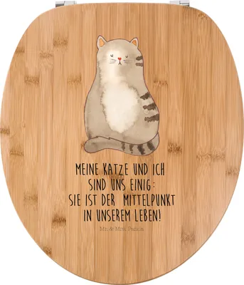 Produktbild von Mr. & Mrs. Panda WC Deckel Katze Sitzen - Transparent - Geschenk, Herz, Toilettendeckel, Familie, Katzen, WC-Sitz, Sitz, klo, Brille, Cats, Klo-Deckel, Haustier