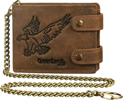 Produktbild von GreenLand Nature Leder Geldbörse Monte RFID Wallet With Chain Eagle braun