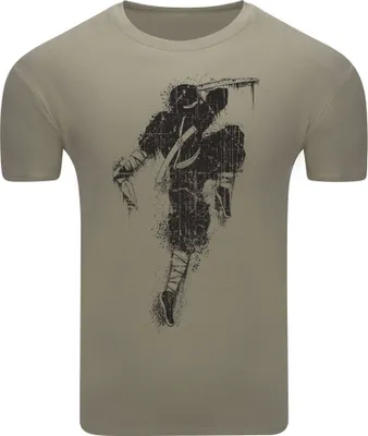 Obrázek produktu pro Diarbo pánské tričko s klasickým potiskem ninja siluety khaki velikost XL