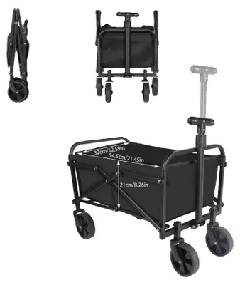 Image de Chariot de transport d'extérieur, grande capacité, roues pivotantes à 360°, noir