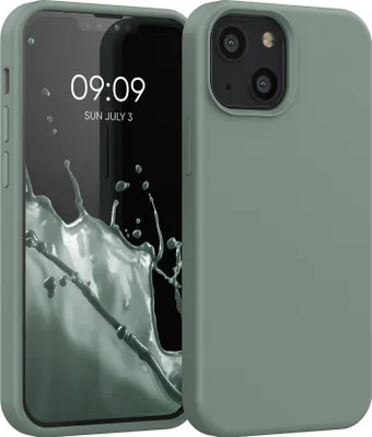 Produktbild von kwmobile Handyhülle für iPhone 13 mini Hülle, für iPhone 13 mini Case - Hülle Silikon - kabelloses Laden - Rainwashed Grün