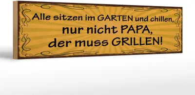 Produktbild von Holzschild alle chillen Papa muss grillen, 46x10 cm, Holzschilder Spruch