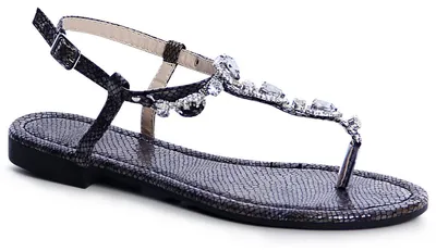 Produktbild von topschuhe24 1617 Damen Riemchen Zehentrenner Glitzer Snake Optik, Farbe:Schwarz, Größe:37 EU