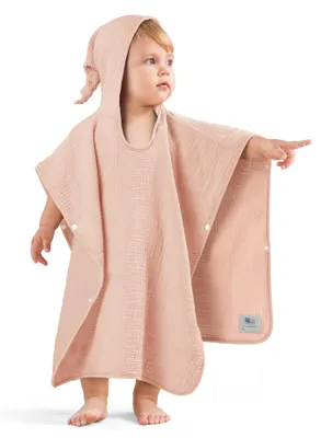 Productafbeelding van Badponcho voor Kinderen - 100% Muslin Katoen - Roze