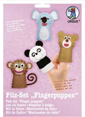 Produktbild von Filz-Set Fingerpuppen Zoo-Tiere