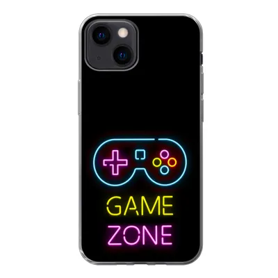 Produktbild von MuchoWow® Handyhülle Schutzhülle Hülle für iPhone 13 mini Controller - Spiel - Neon - Schwarz - Zitate - Spielzone Silikon Softcase Handy Hülle - Softcase