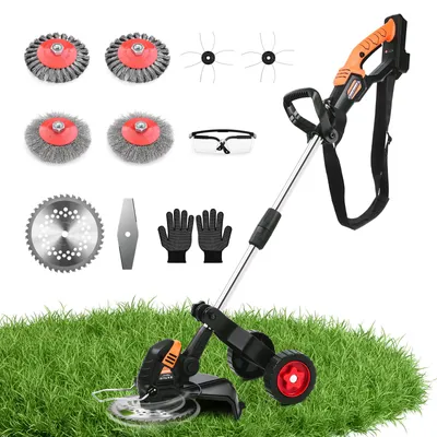 Produktbild von 1200W Rasentrimmer 5IN1 Bürstenloser Elektrische Motorsense 3 Gang Einstellung Freischneider mit Klingen Unkrautbürste, Ohne Akkus