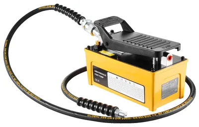 Produktbild von VEVOR Luft-Hydraulikpumpe Power Pack Einheit 10.000 PSI 1687,8 cm³ Kapazität Robuste Ganzmetallkonstruktion Luft-Hydraulik-Fußpumpe, 2 m-d, Gelb-a
