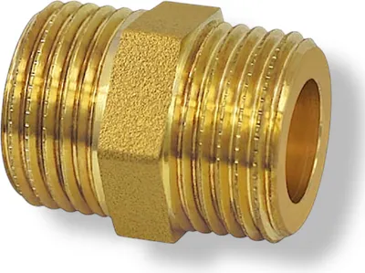 Produktbild von Doppelnippel Messing CW617N Fitting beidseitig flachdichtend für Solar DN16 - 3/4 Zoll