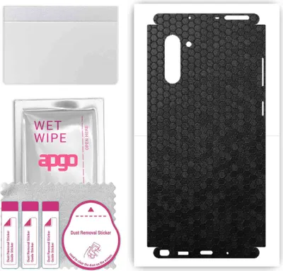 Produktbild von apgo Rückseite + Seiten Schutzfolie, Skin, kompatibel mit Samsung Galaxy Note 10 5G, Hinten Displayschutzfolie aus Vinylfolie, kratzfest, einfache Montage - Schwarze Honigwabe