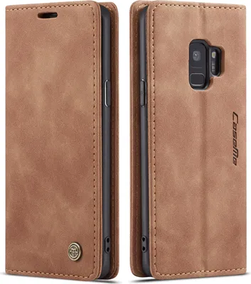 Immagine prodotto di Custodia Galaxy S9, Custodia retrò in Finto cuoio, tasche per carte, chiusura magnetica, custodia con funzione stand per Samsung Galaxy S9 Marrone