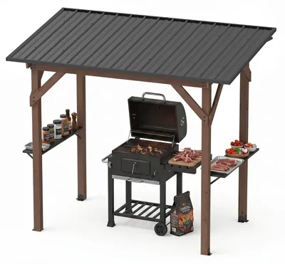 Immagine prodotto di KOMFOTTEU, Gazebo per barbecue, 2,6 x 1,5 m, struttura per barbecue, colore marrone