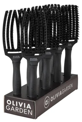 Produktbild von Olivia Garden Fingerbrush Boar&Nylon Display Zwart Medium - 8st