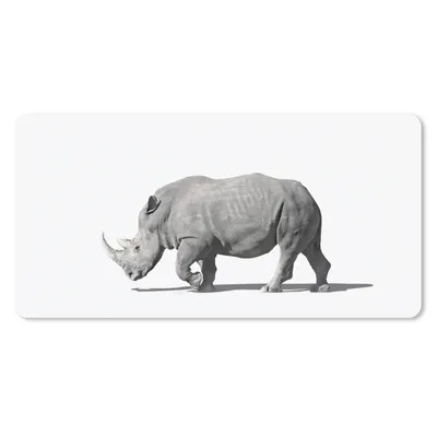 Produktbild von MuchoWow® Schreibtischunterlage Rhinozeros - Tiere - Weiß 80x40 cm - XXL Mauspad - Gaming Mauspad