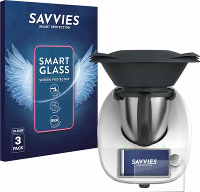 Produktbild von 3x Savvies Schutzglas Folie für Vorwerk Thermomix TM6 9H Panzer Schutzfolie Glas Displayschutz klar transparent