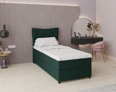 Produktbild von Boxspringbett, 90cm x 200cm, Grau, mit Bettkasten, Matratze und Topper, Einzelbett, NEVADA, Panda Möbel