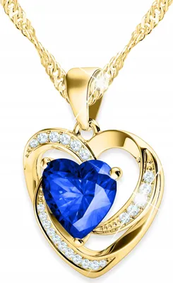 Immagine prodotto di Collana d'oro con cuore di cristallo blu, argento 925