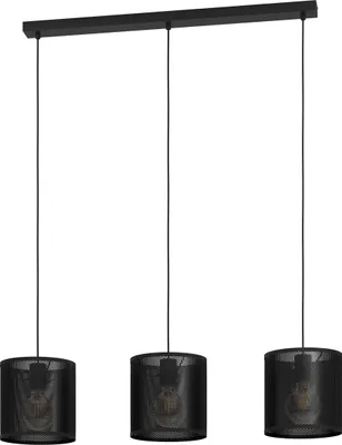 Produktbild von EGLO Hängelampe Manby, Esstisch Pendelleuchte 3-flammig, Industrial Esszimmerlampe aus Metall in Schwarz, Gitter Hängeleuchte mit E27 Fassung