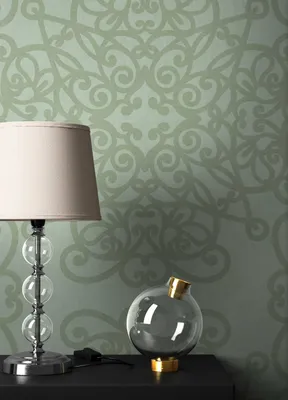 Produktbild von NEWROOM Tapete Grün Vliestapete Ornament - Wohnzimmer Barock Pearl     Glamour