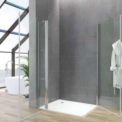 Produktbild von AQUALAVOS Eckdusche 95x80 cm 5 mm Sicherheitsglas mit variablem Verstellbereich barrierefrei