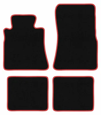 Image de Tapis de sol en moquette pour Mercedes SE W126 1979-1991 (berline) – jeu 4 pièces, noir/rouge, sur mesure – Wielganizator CARLUX
