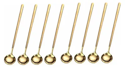 8 goldene Kaffeelöffel aus Edelstahl, 20 cm lang
