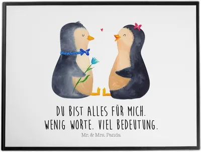 Produktbild von Mr. & Mrs. Panda tischpad Pinguin Pärchen - Weiß - Geschenk, Liebe, Hochzeit, schreibtischunterlage, tischmatte, schreibtischunterlagen, Unterlage Schreibtisch