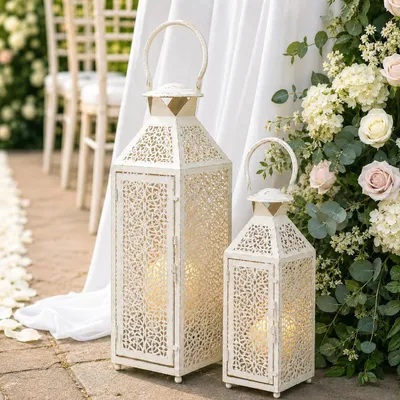 Immagine prodotto di Set di 2 lanterne decorative bianche