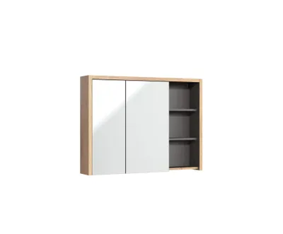Image de Armoire De Salle De Bain Avec Miroir 100 Cm Chêne Shetland Graphite 2 Portes
