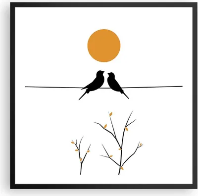 Produktbild von Gerahmtes Poster - Schwarzer Rahmen - Bild Vögel Sonne - 60x60 cm - Wand Bild - Wanddeko - Wandbilder - Kunstposter - Wandposter - Bilderrahmen - Bilder - Kunstdruck - Wanddekoration - P2BAC60x60-4772