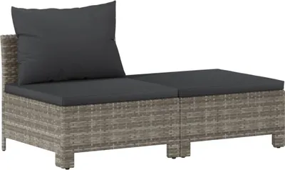 Immagine prodotto di Set da giardino 2 pezzi con cuscini grigio in polyrattan