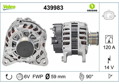 Immagine prodotto di Alternatore 14 V 120 A Ø 57 mm VALEO per, tra le altre, RENAULT CLIO