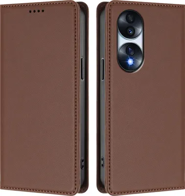Image de Étui en cuir pour Honor 70 Pro, étui à rabat magnétique en cuirPolyuréthaneavec support, marron