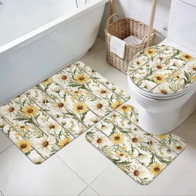 Image de Lot de 3 tapis de bain antidérapants en forme de U, pour salle de bain et entrée