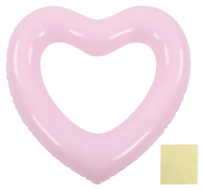 Productafbeelding van Hartvormige zwemring, 45 cm dik, gemaakt van scheurvast PVC-materiaal, opblaasbare zwemringen voor zwembaden en strandfeesten, roze