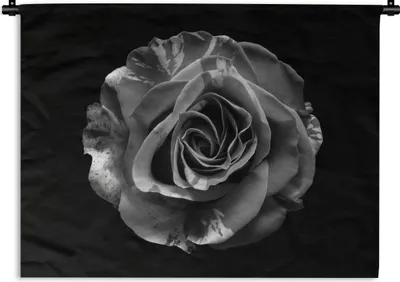 Produktbild von MuchoWow® Wandteppich Wandbehang Blumen - Rose - Schwarz - Weiß - Botanisch 150x112.50 cm Tapisserie Dekoration Wandtuch - Wanddecke - Wandteppiche